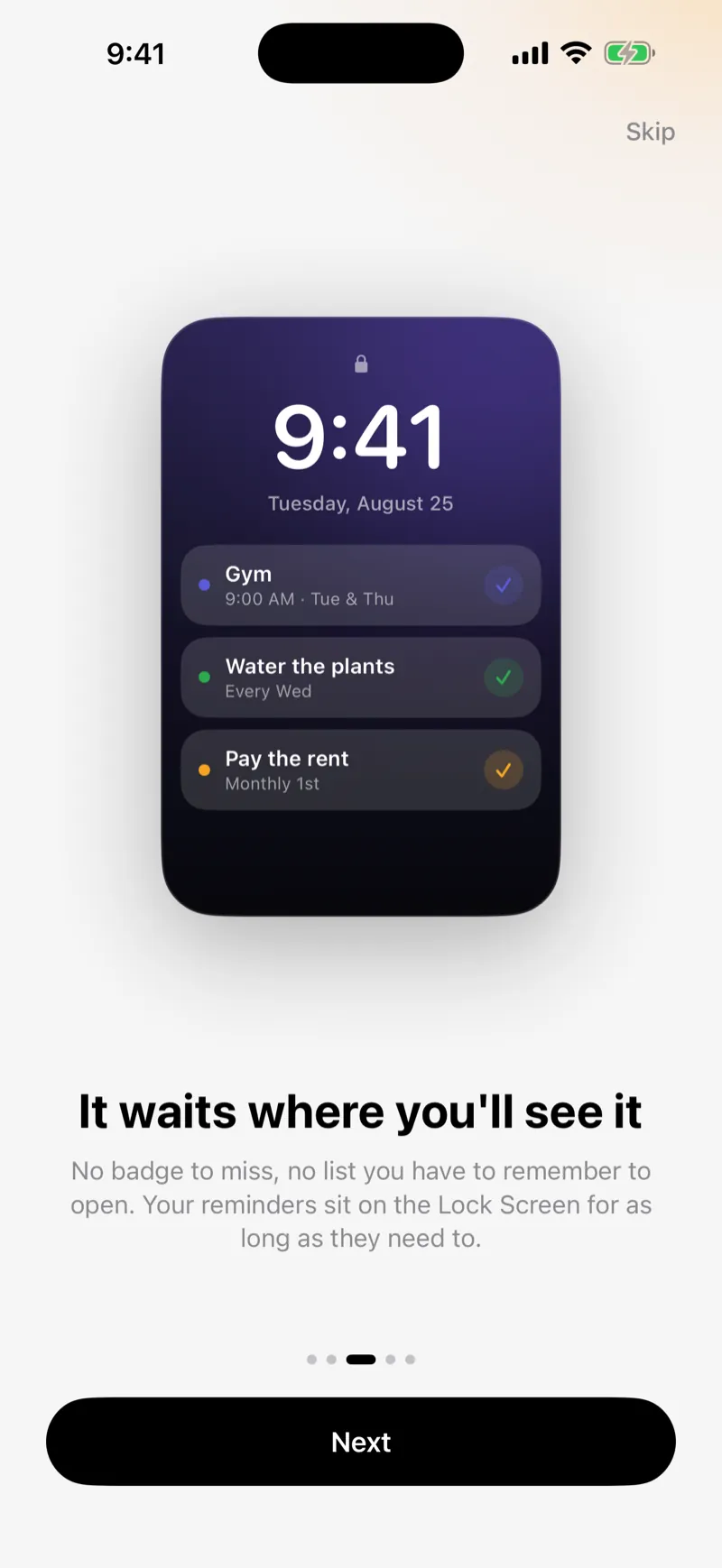 Linger screen