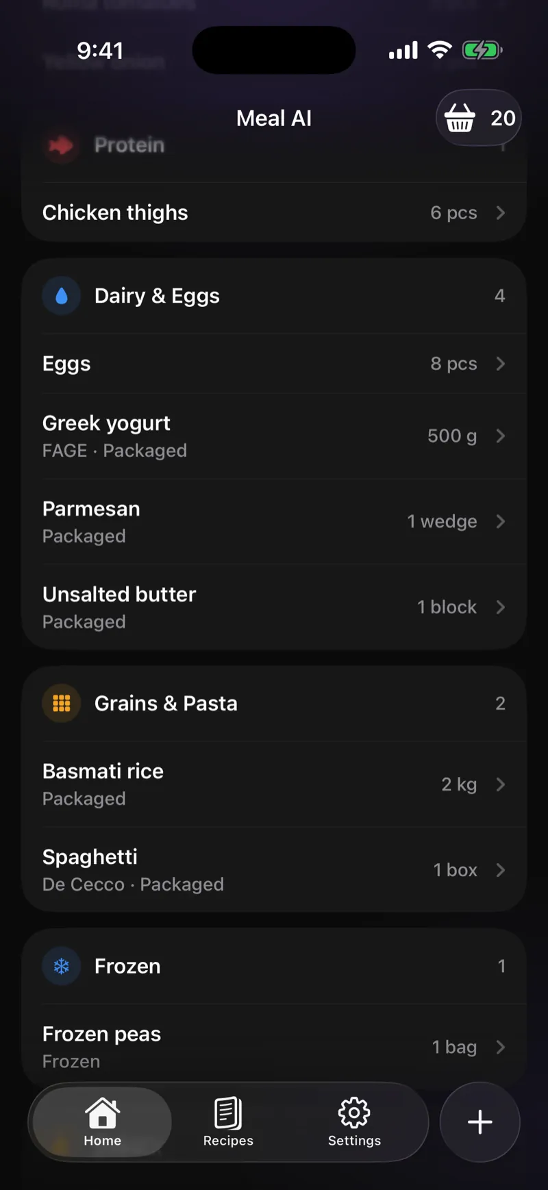 Meal AI screen