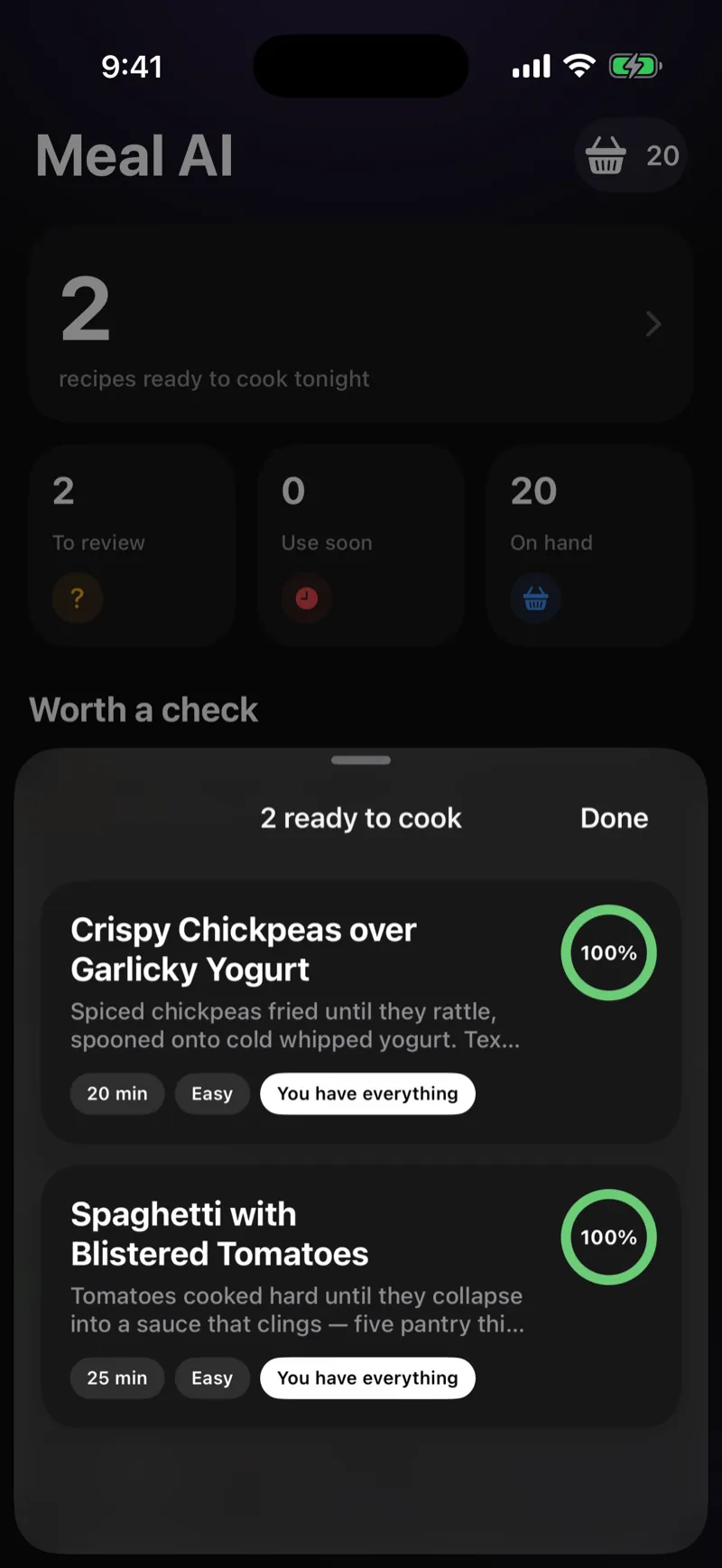 Meal AI screen