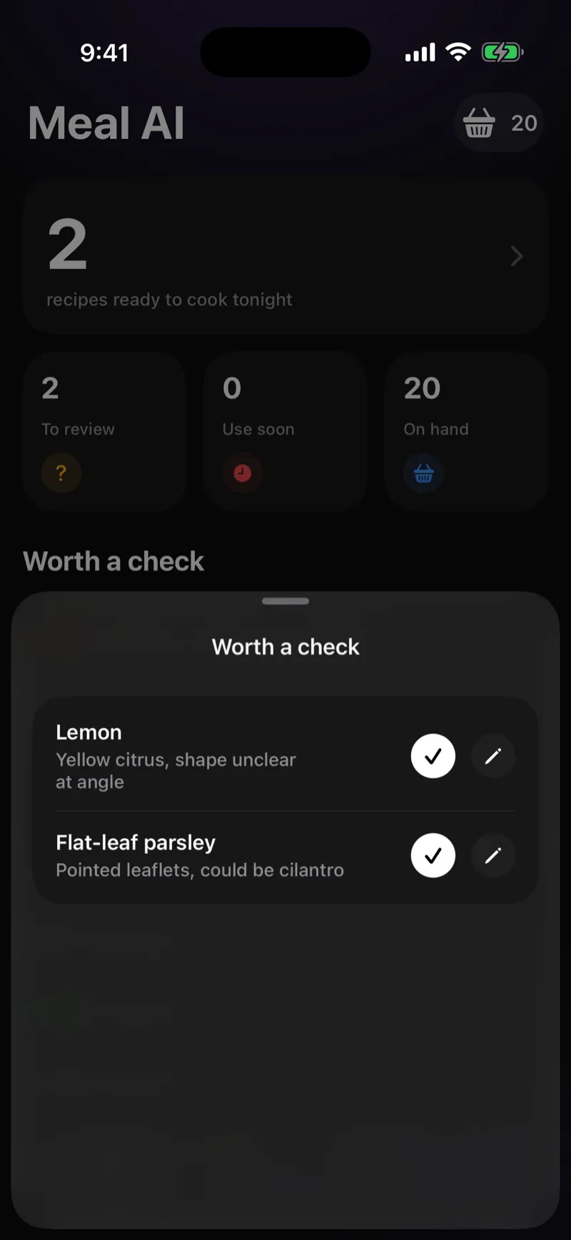 Meal AI: It tells you what it was unsure about.