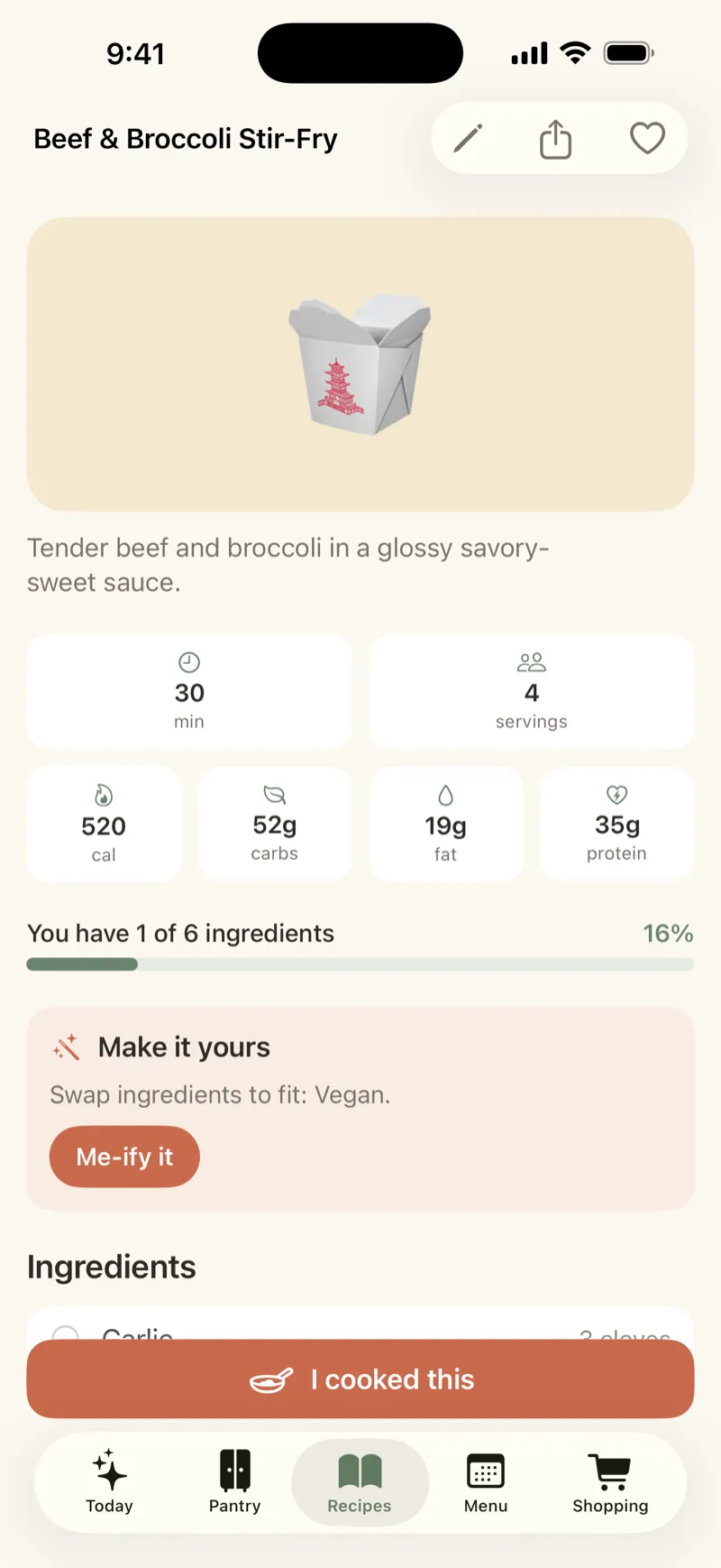OpenPantry screen